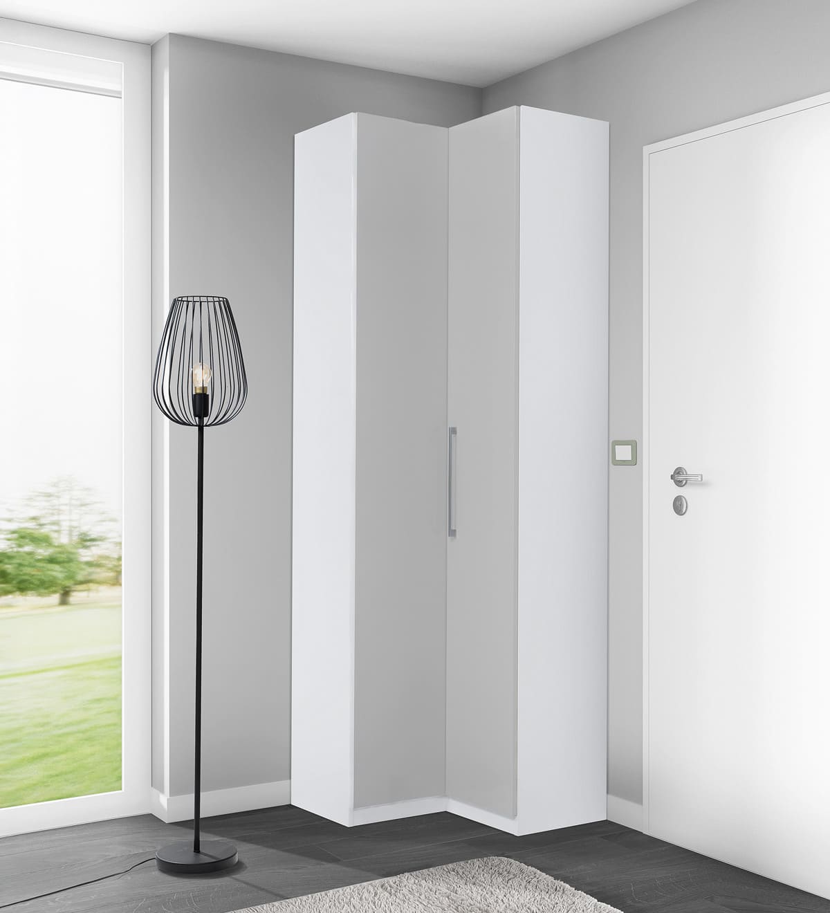 1Eckkleiderschrank - geschlossen_weiss-lichtgrau-geschlossen