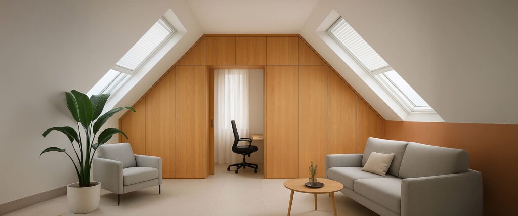 Dachschräge in Eiche hell Nachbildung