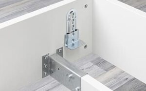 Detail eines Bettbeschlages, genauer gesagt eine Rahmenhöhenverstellung.