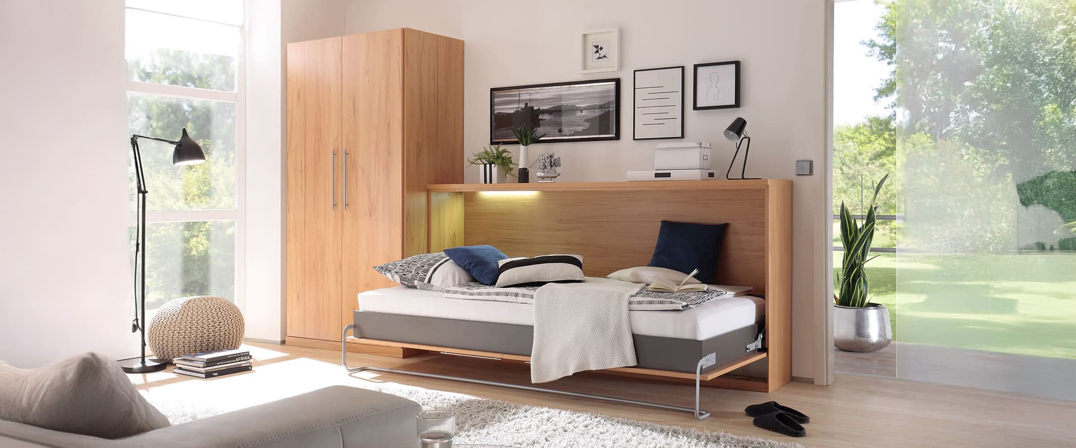 Wandklappbett Quer oder auch Querklappbett genannt, einfach verwandelbar