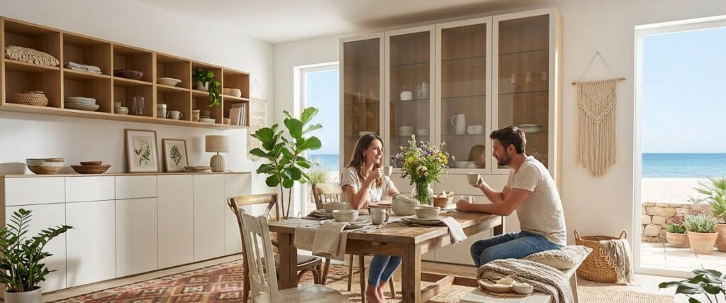 Esszimmer und Wohnzimmer in einem Raum