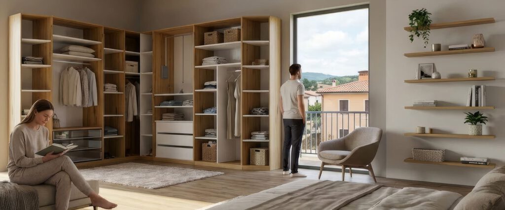 Eckwand Schlafzimmer offen