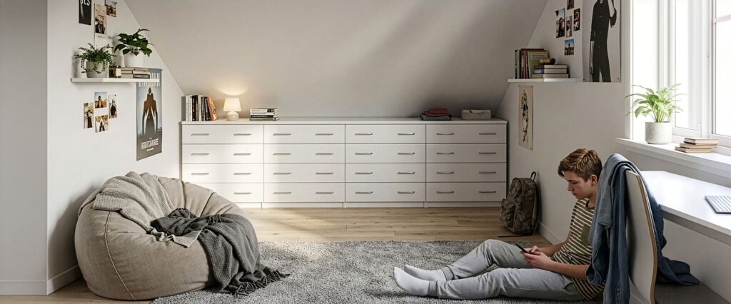 Jugendzimmer unter dem Dach