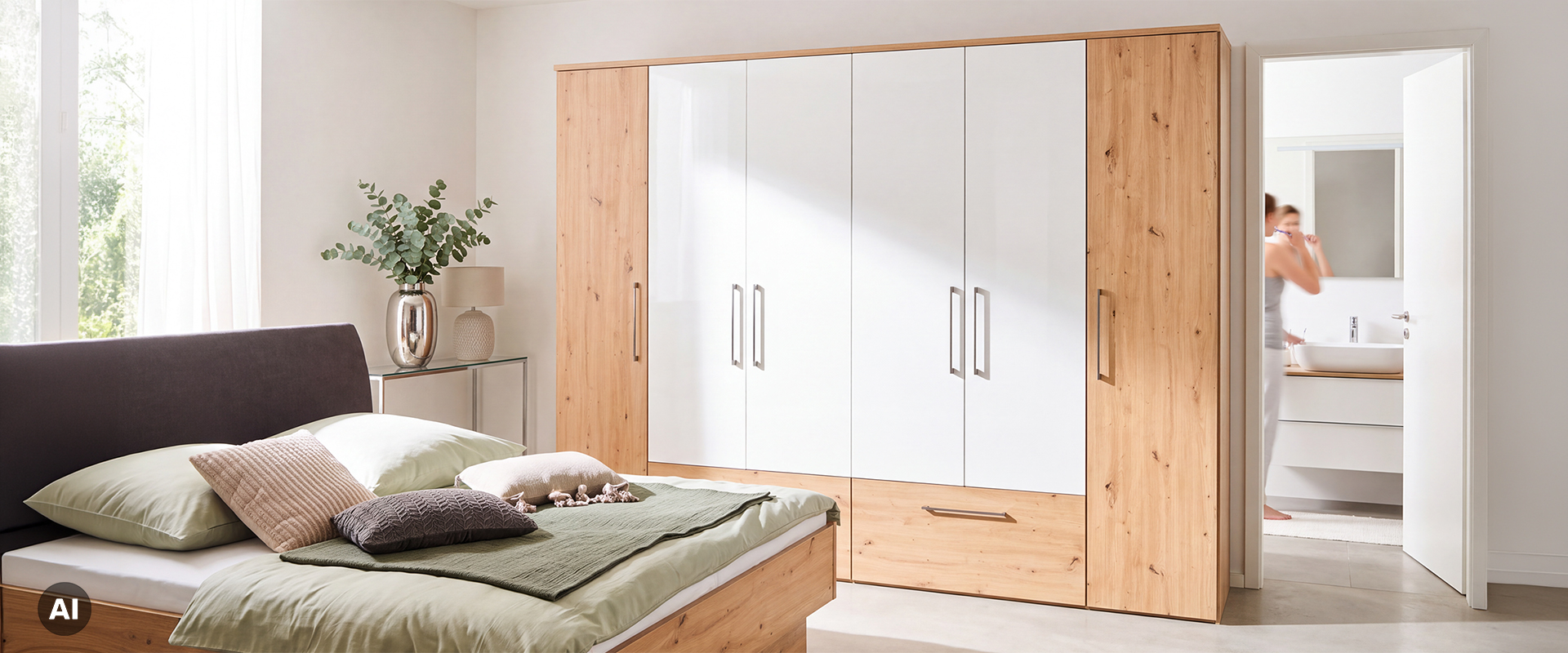 Basickleiderschrank mit XL Front und Kranzleiste inkl. Rückläufer Basickleiderschrank mit XL Front und Kranzleiste inkl. Rückläufer
